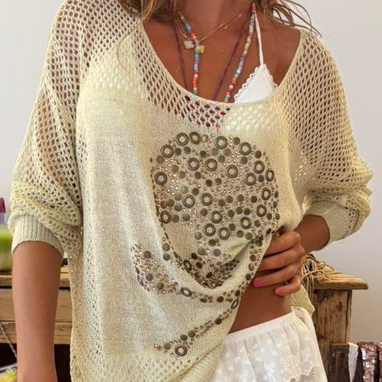 Vintage 00’s skull gold mesh sweater