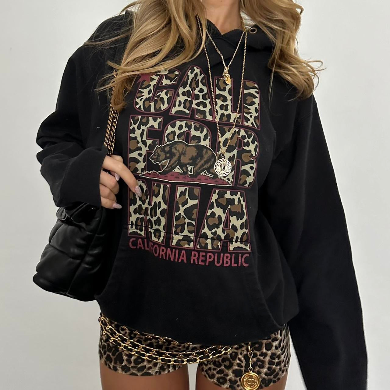 Vintage California leopard print hoodie