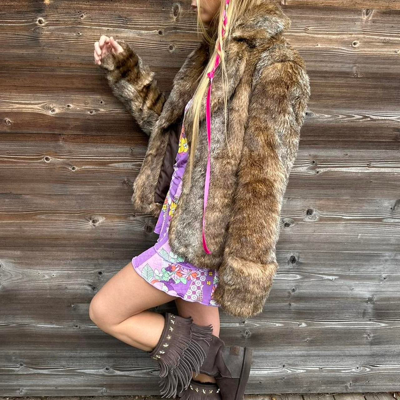 Vintage 90’s brown faux fur jacket