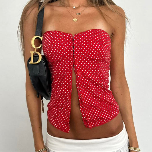 Vintage 90’s red polka dot corset top