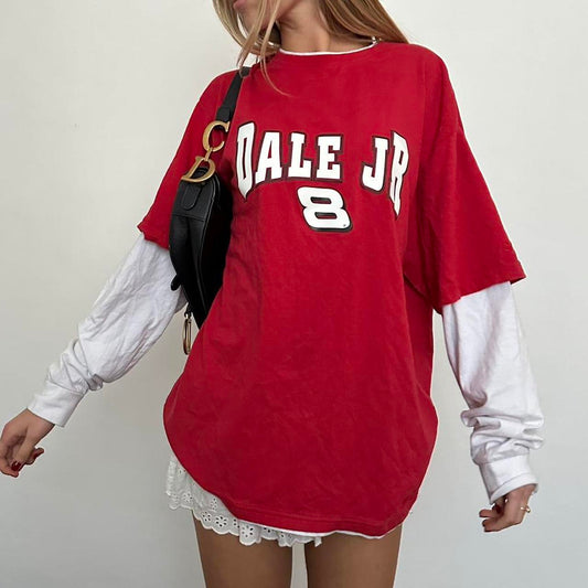 Vintage red double layered skater sleeves top