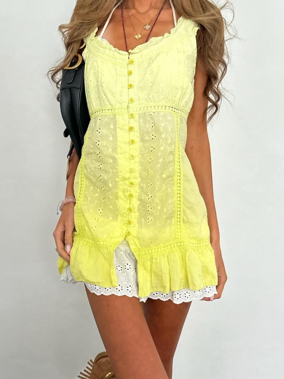 Vintage 00’s yellow broderie cami top