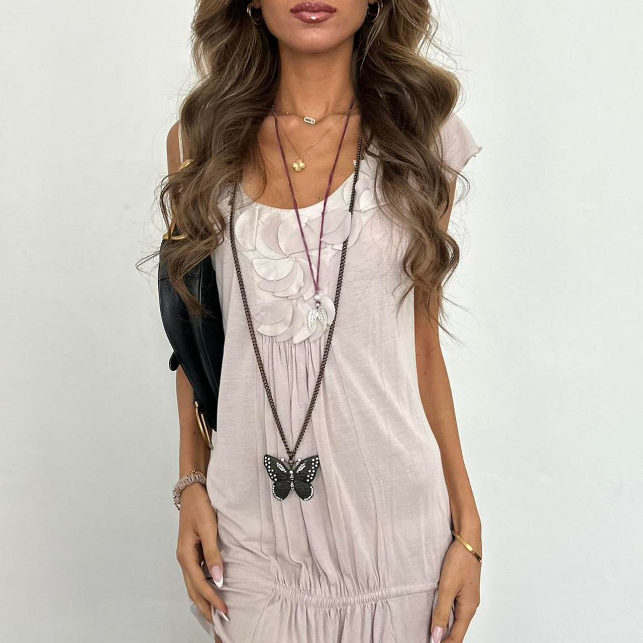 Vintage 00s embellished cream mini dress