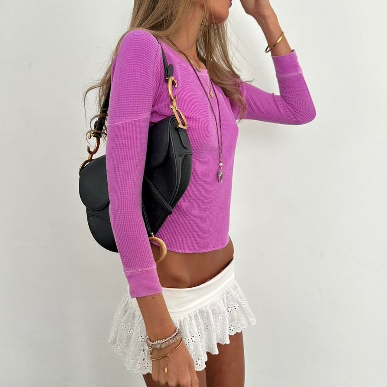 Vintage Ralph Lauren dark pink / purple waffle top