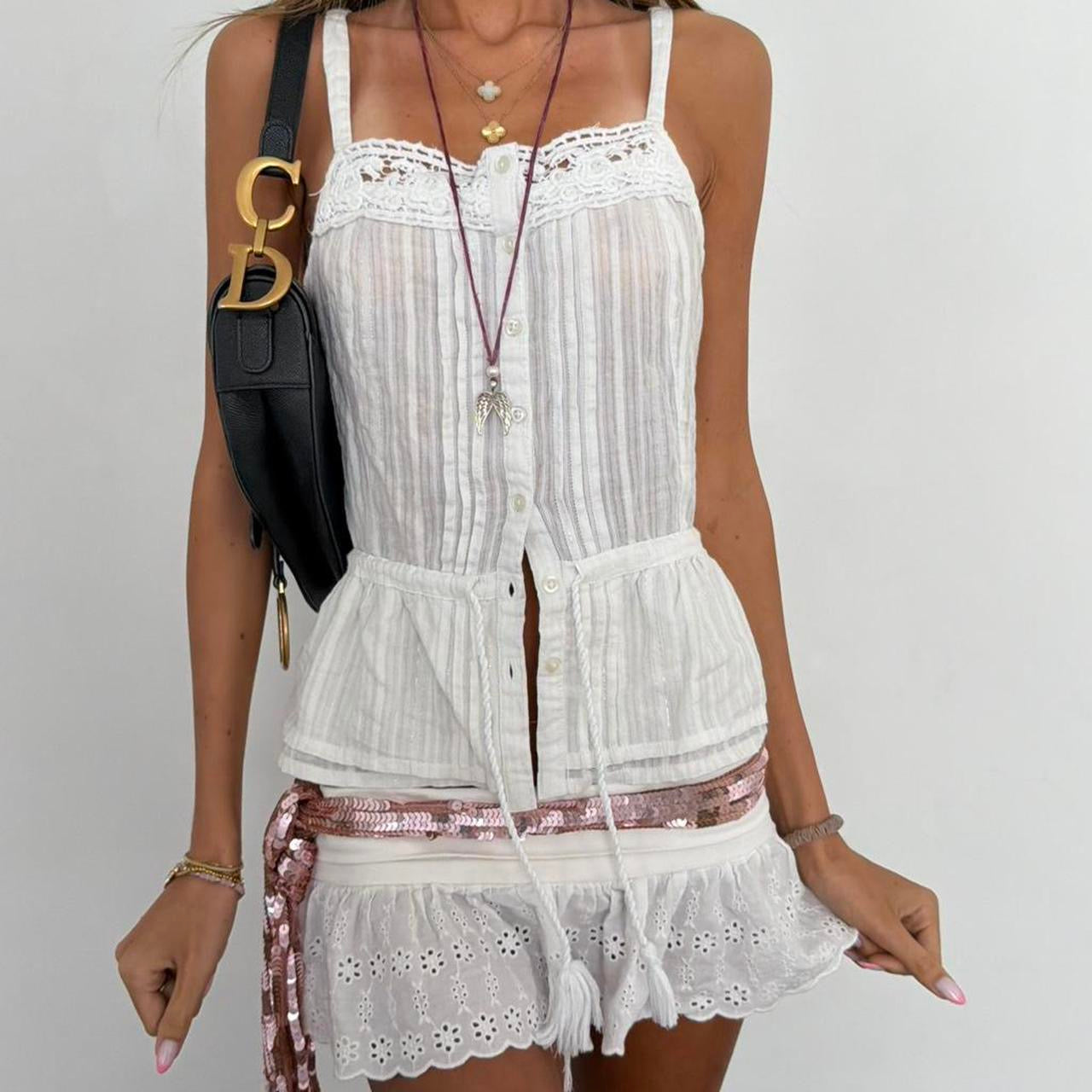 Vintage 00s white boho top