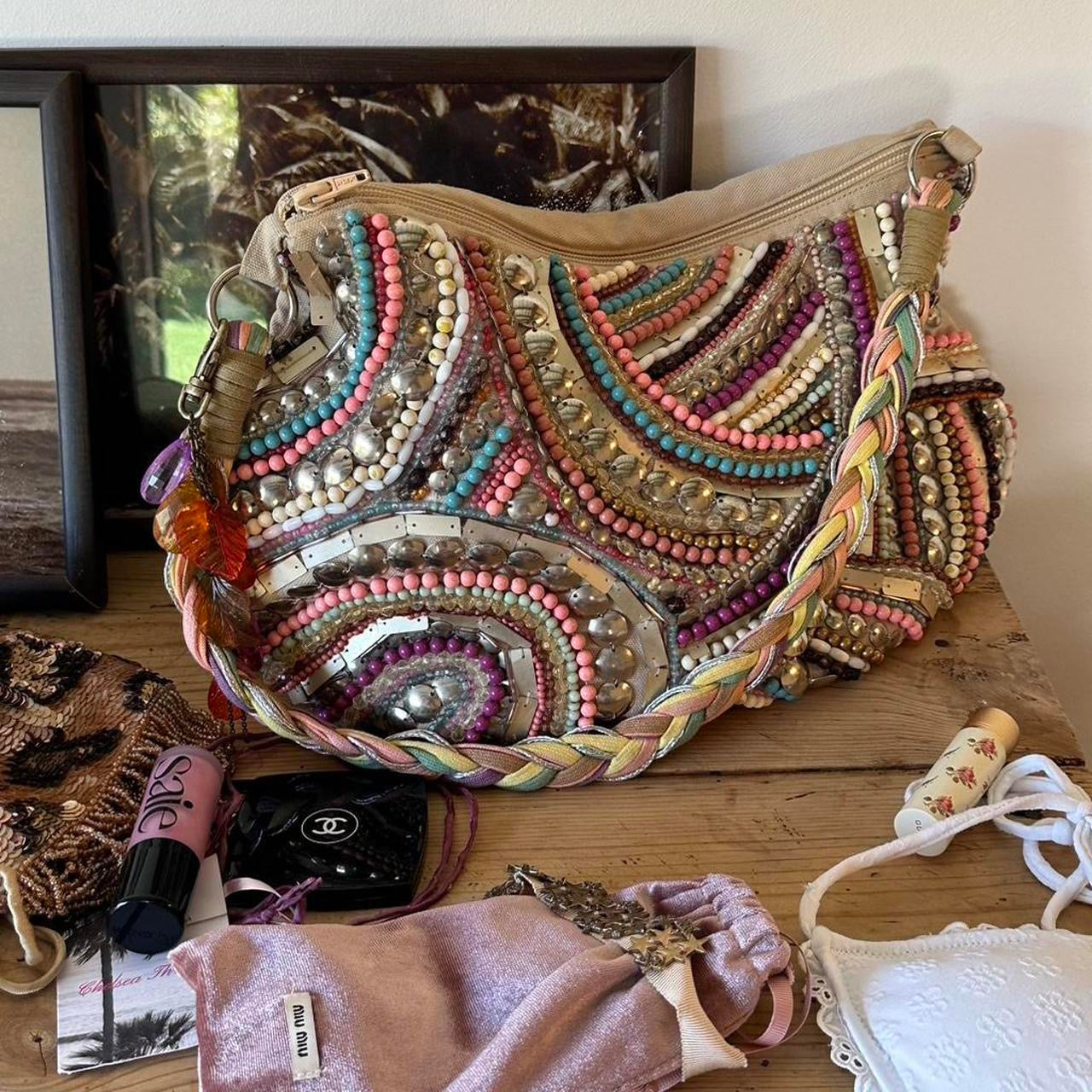 Vintage boho beaded Bag