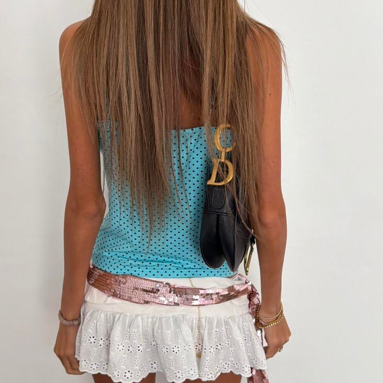 Vintage 00s blue polka dot cami top