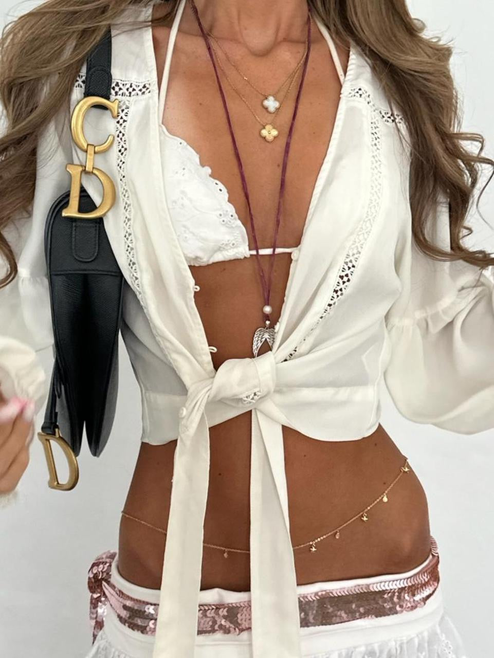 Vintage 00’s white long sleeve cardigan top