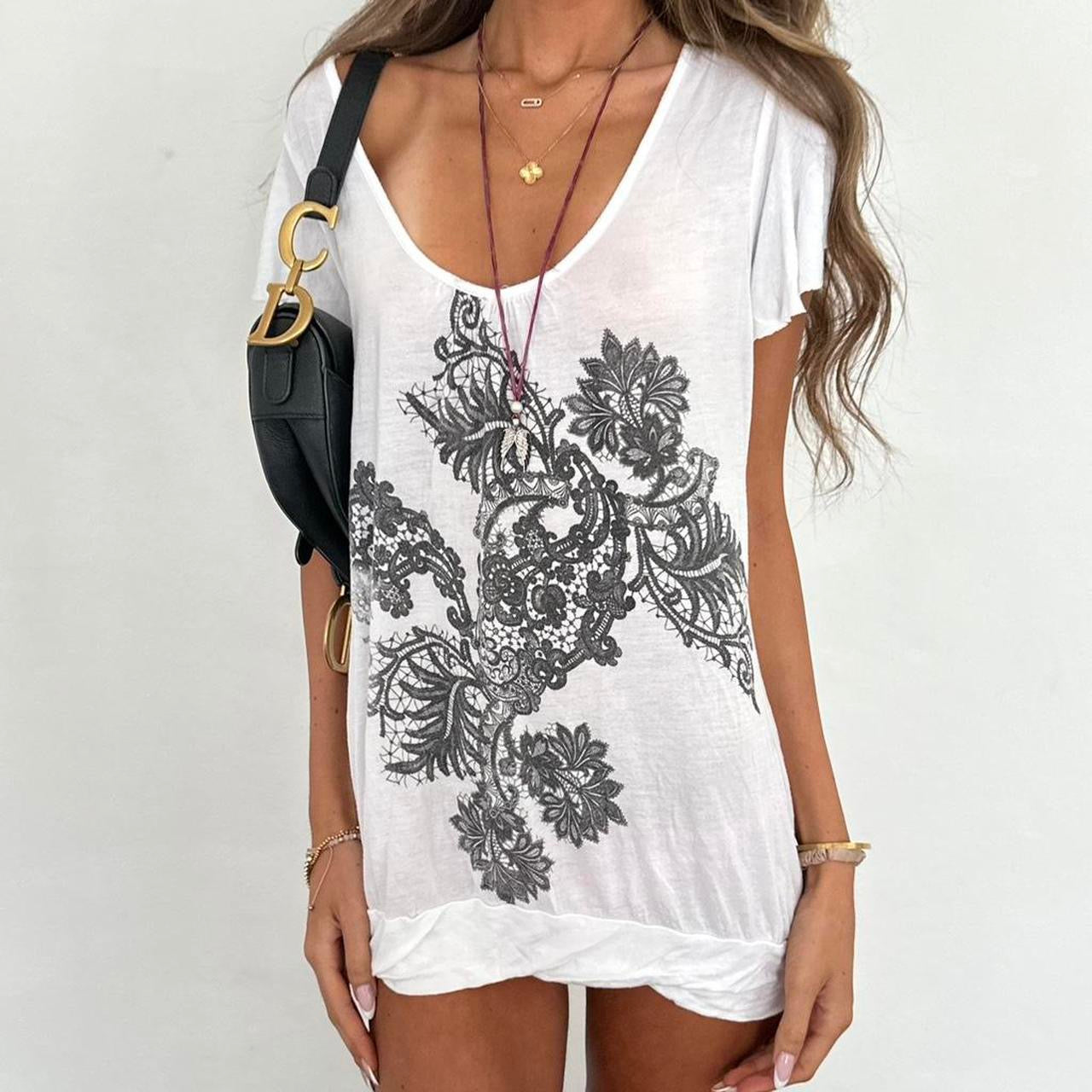 Vintage 2000s white graphic mini dress/top