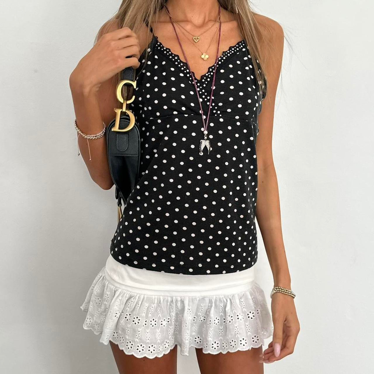 Vintage 2000’s black polka dot cami top