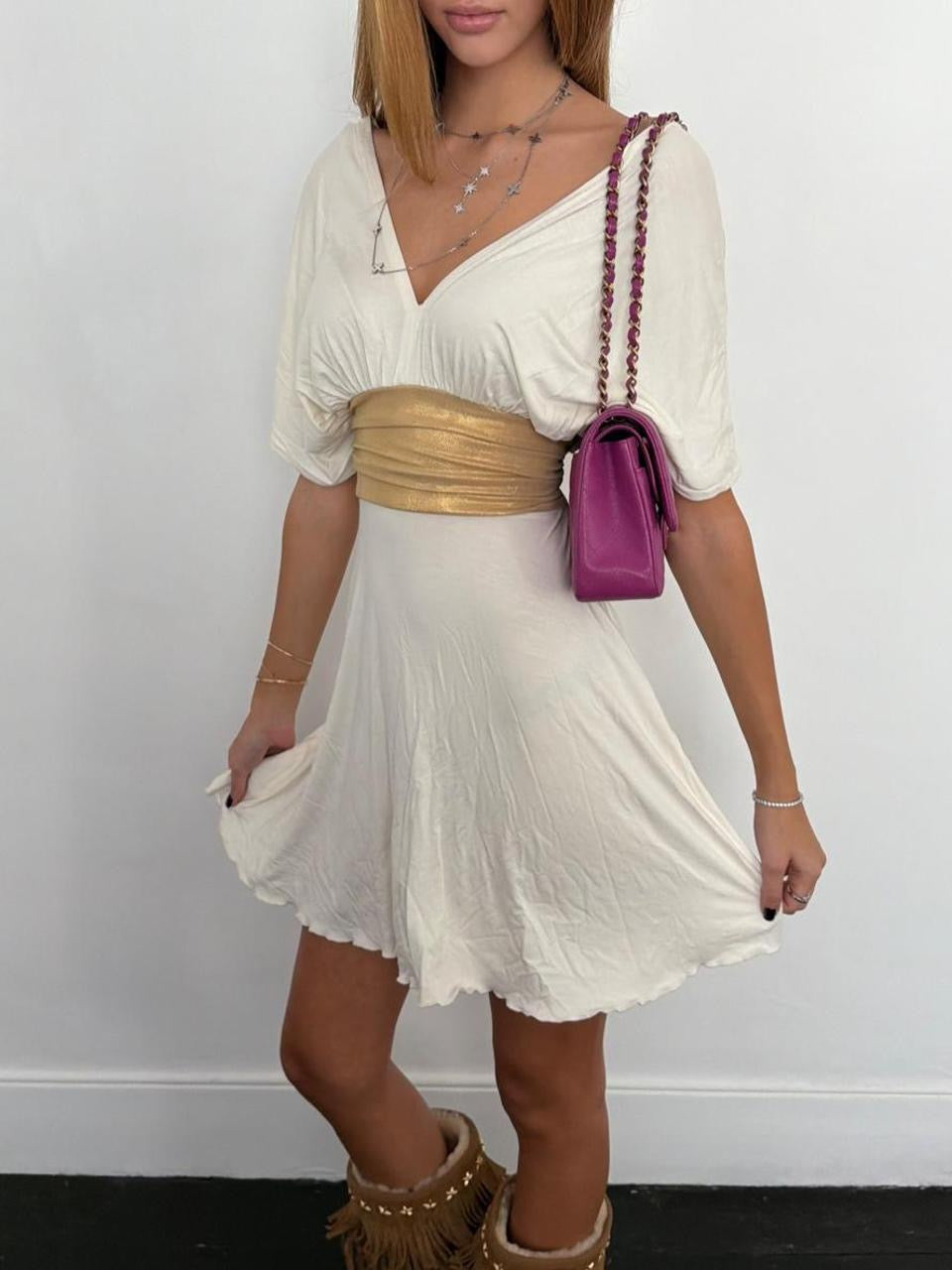Vintage 00’s gold ribbon mini dress