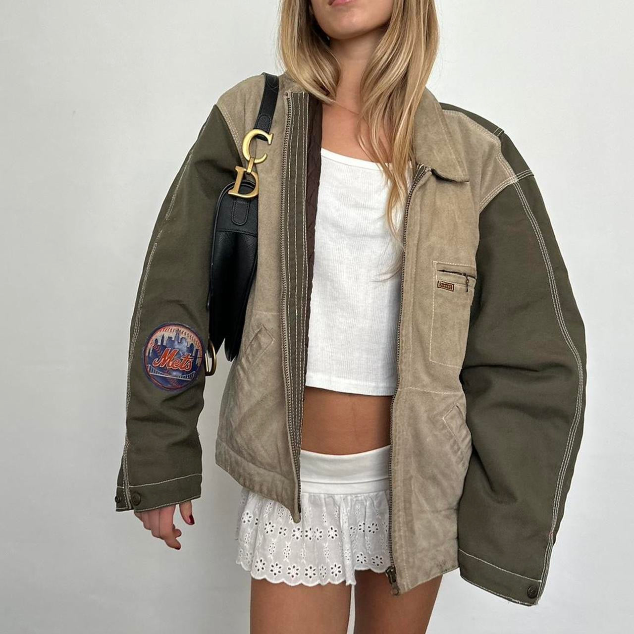 Vintage 90’s khaki suede and canvas jacket