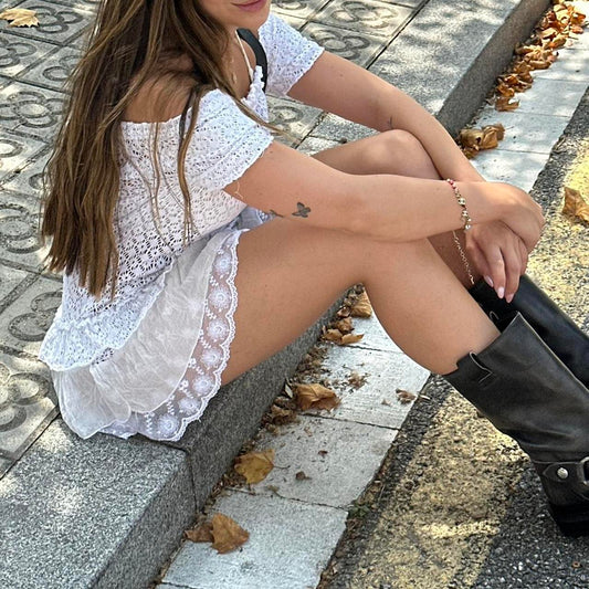 Vintage 90’s ruffle crochet mini dress