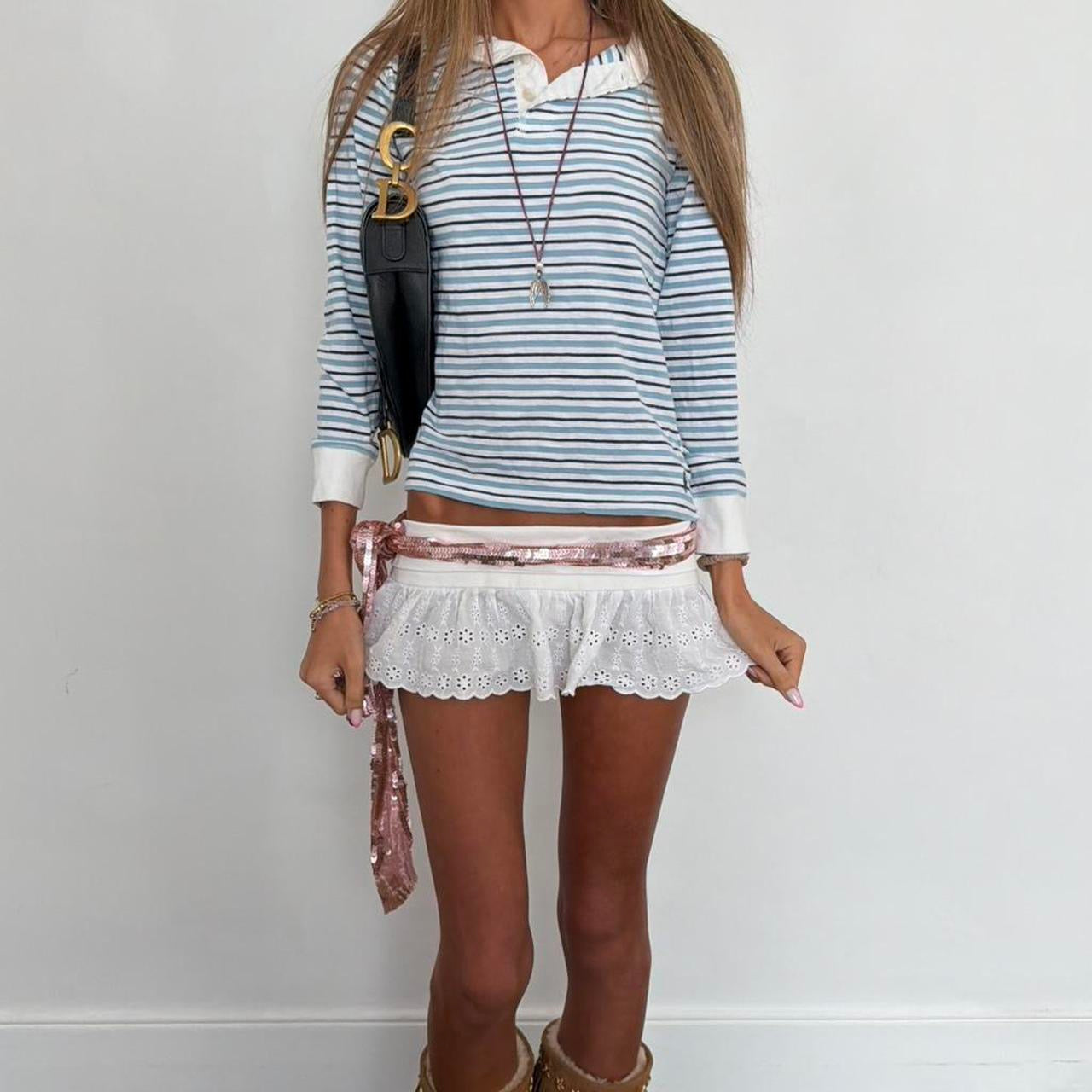 Vintage 2000’s Polo Ralph Lauren white and blue striped long sleeve top