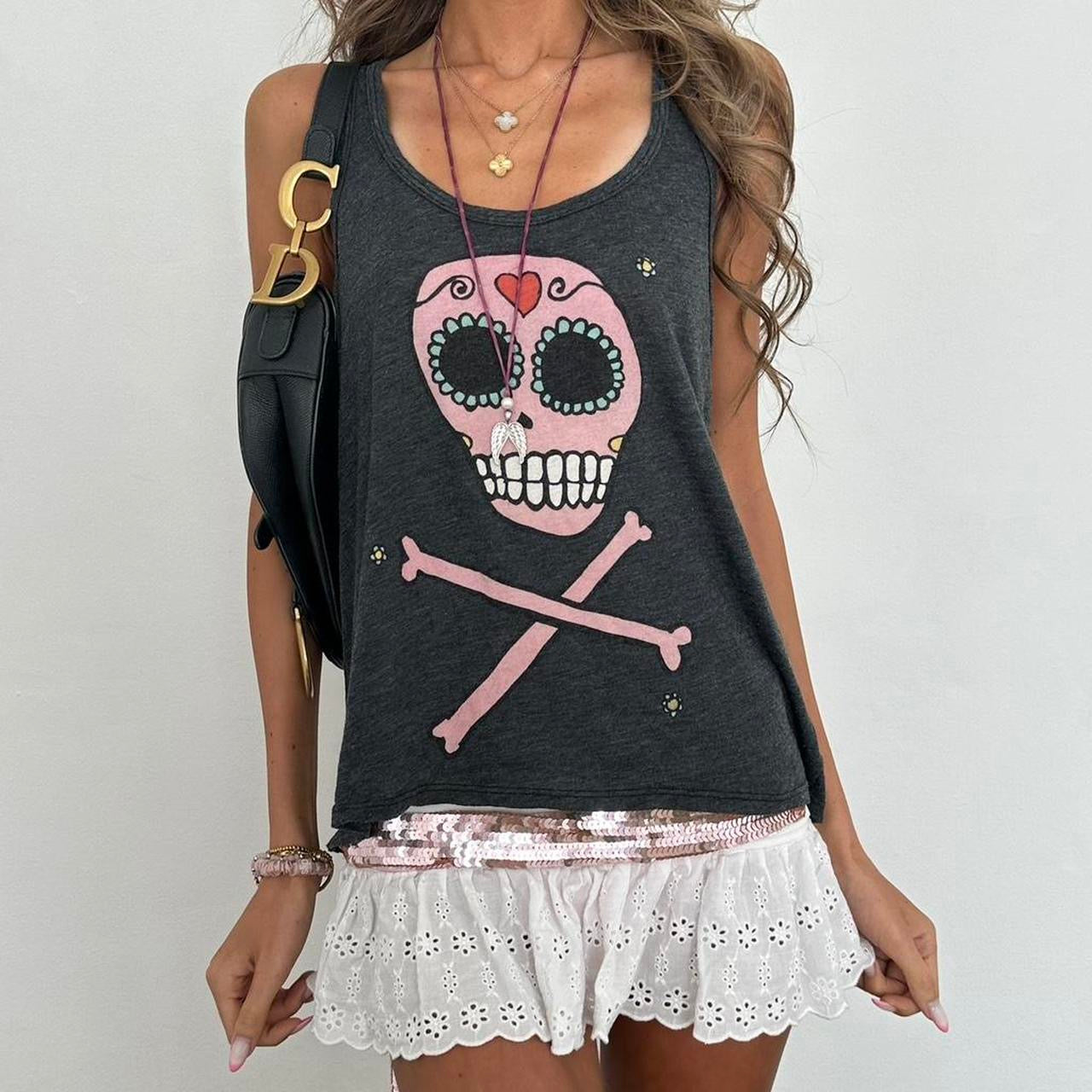 Vintage 00s skull tank top