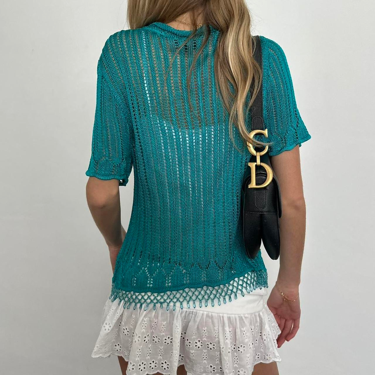 Vintage turquoise layering cardigan top