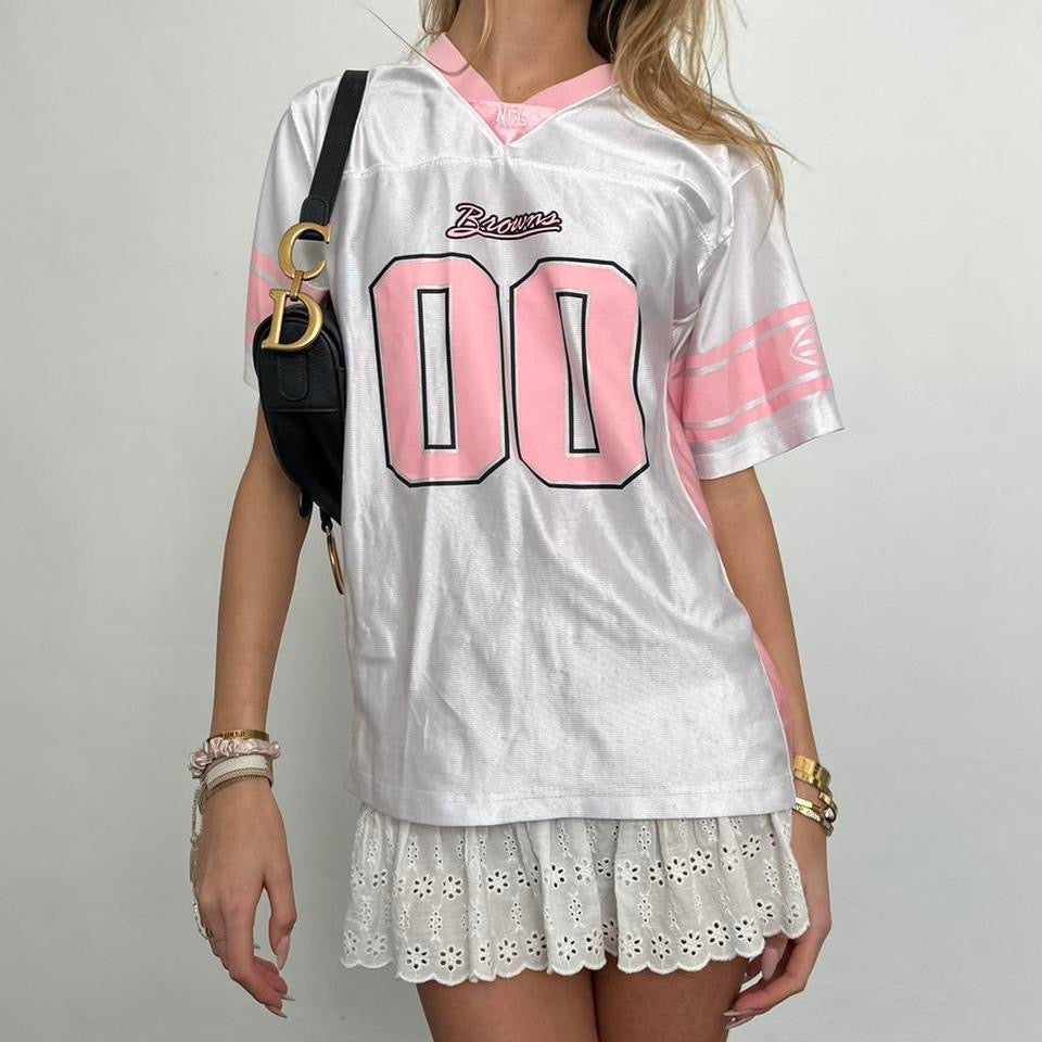 Vintage 90’s white and pink silky jersey