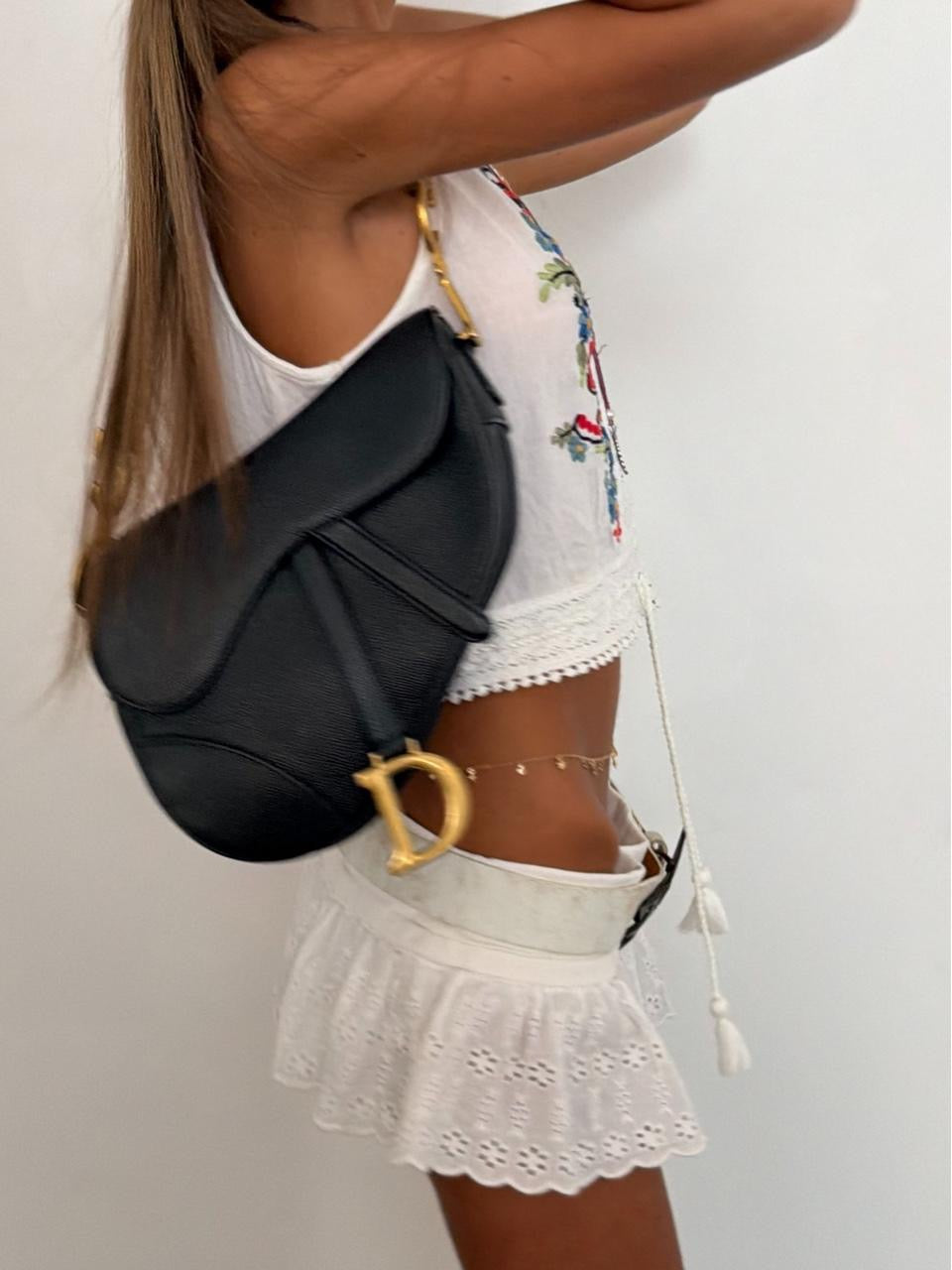 Vintage 00s white boho embroidered top