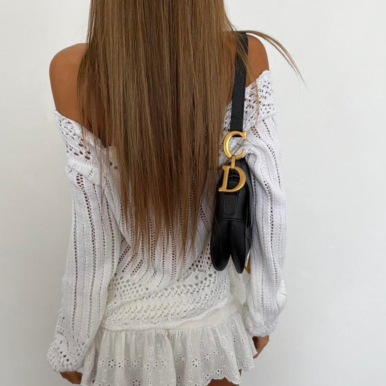 Vintage 00s white off the shoulder embroidered design