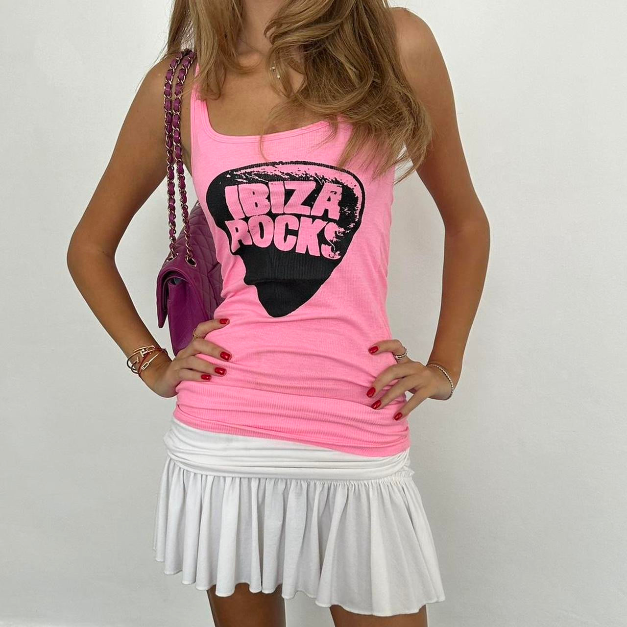 Vintage 00s pink ibiza rocks top