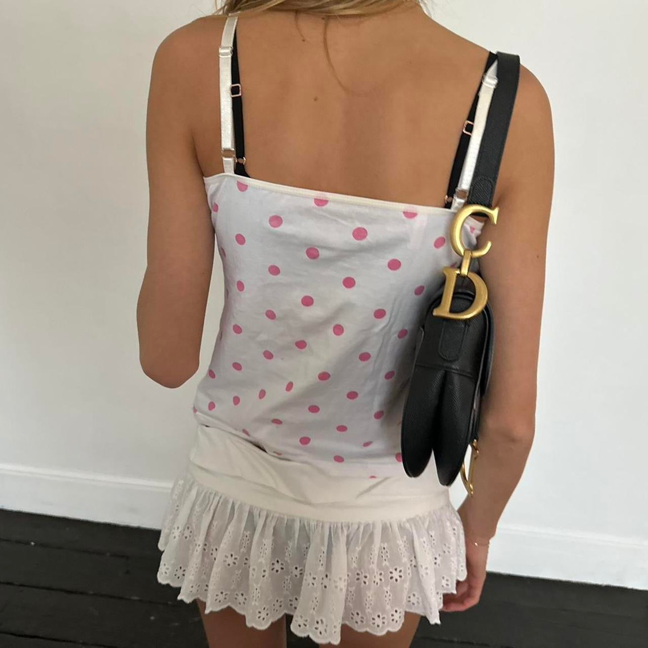 Vintage 2000’s pink polka dot cami top