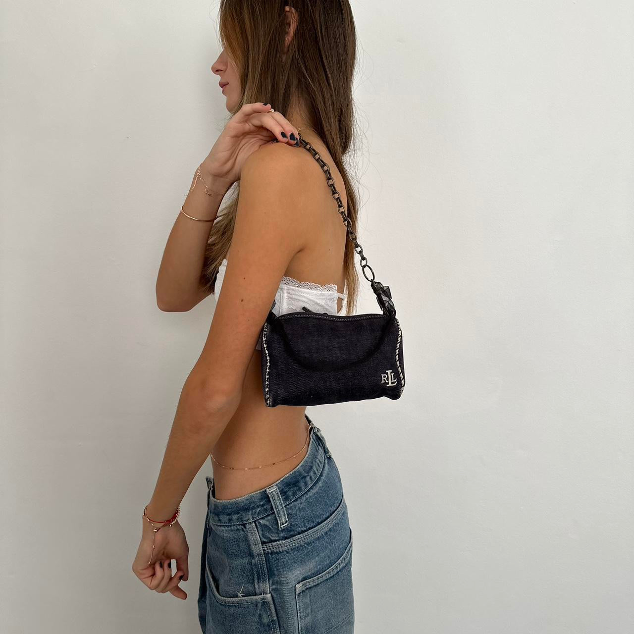 Vintage Ralph Lauren early 2000s denim chain shoulder bag