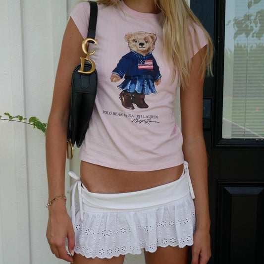 Vintage Ralph Lauren teddy bear pink baby tee