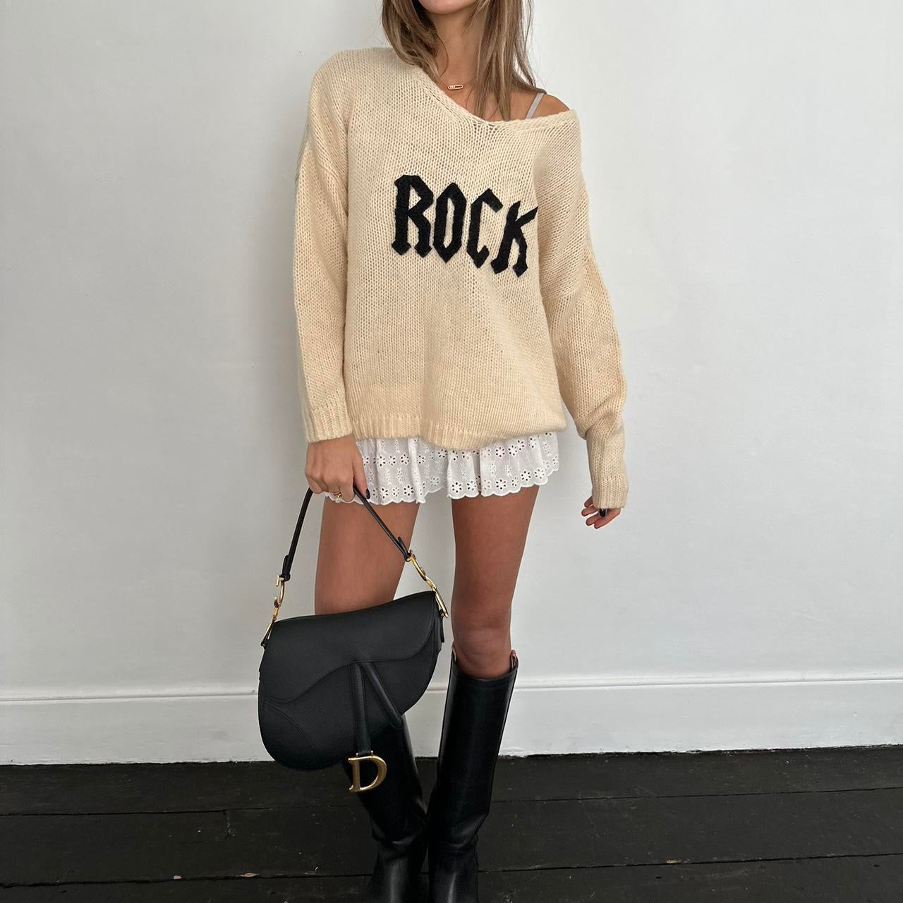 Vintage cream Rock sweater