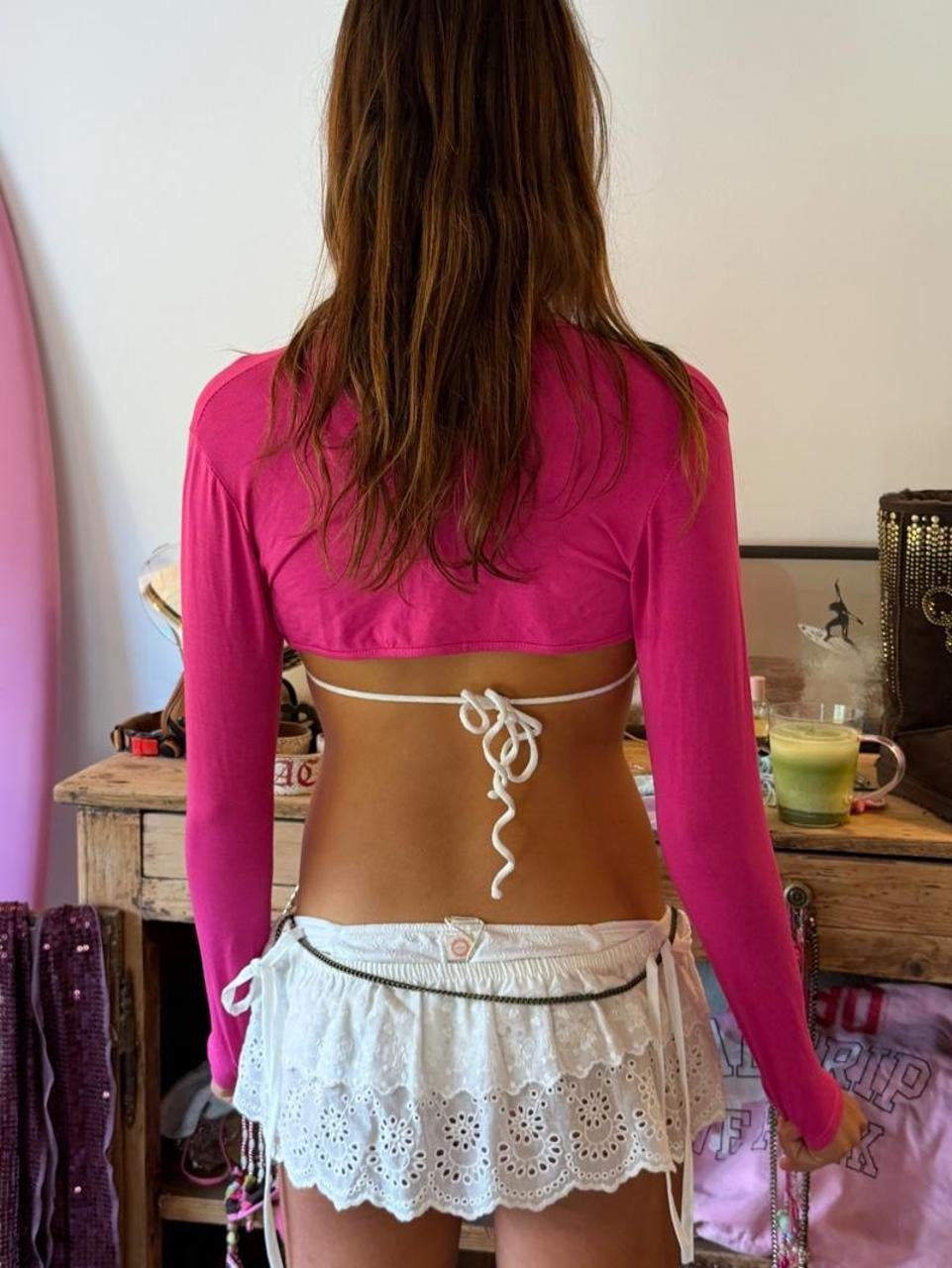 Vintage 00’s pink tie up long sleeve top