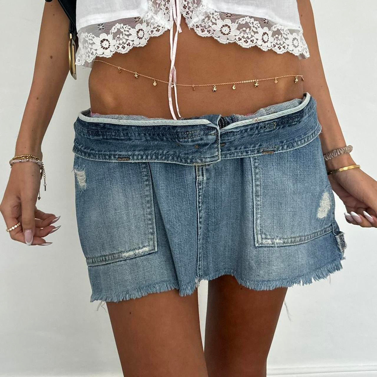 Vintage 00s Abercrombie and Fitch denim mini skirt