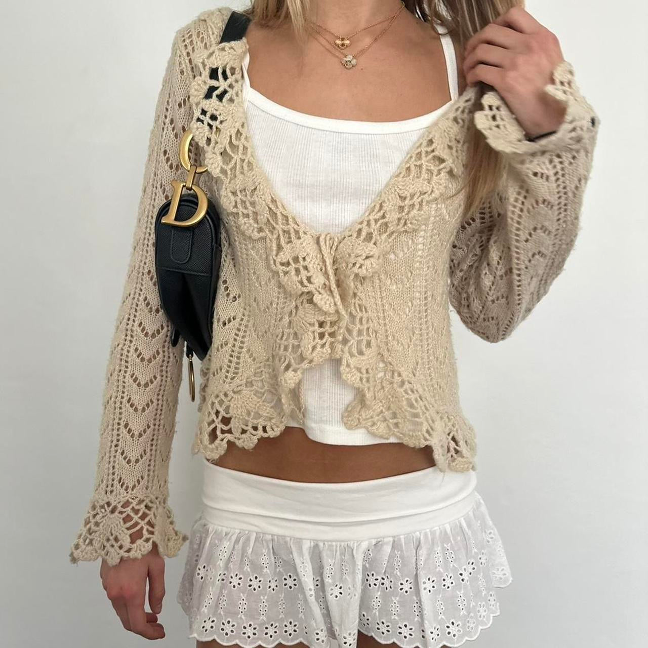 Vintage 90’s cream boho cardigan