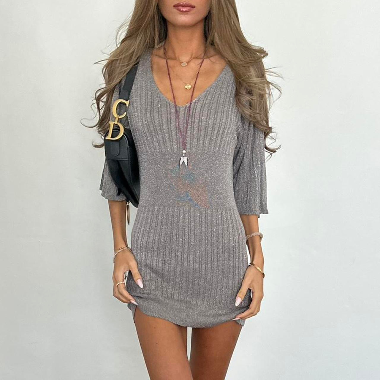 Vintage 00s silver sparkly mini dress