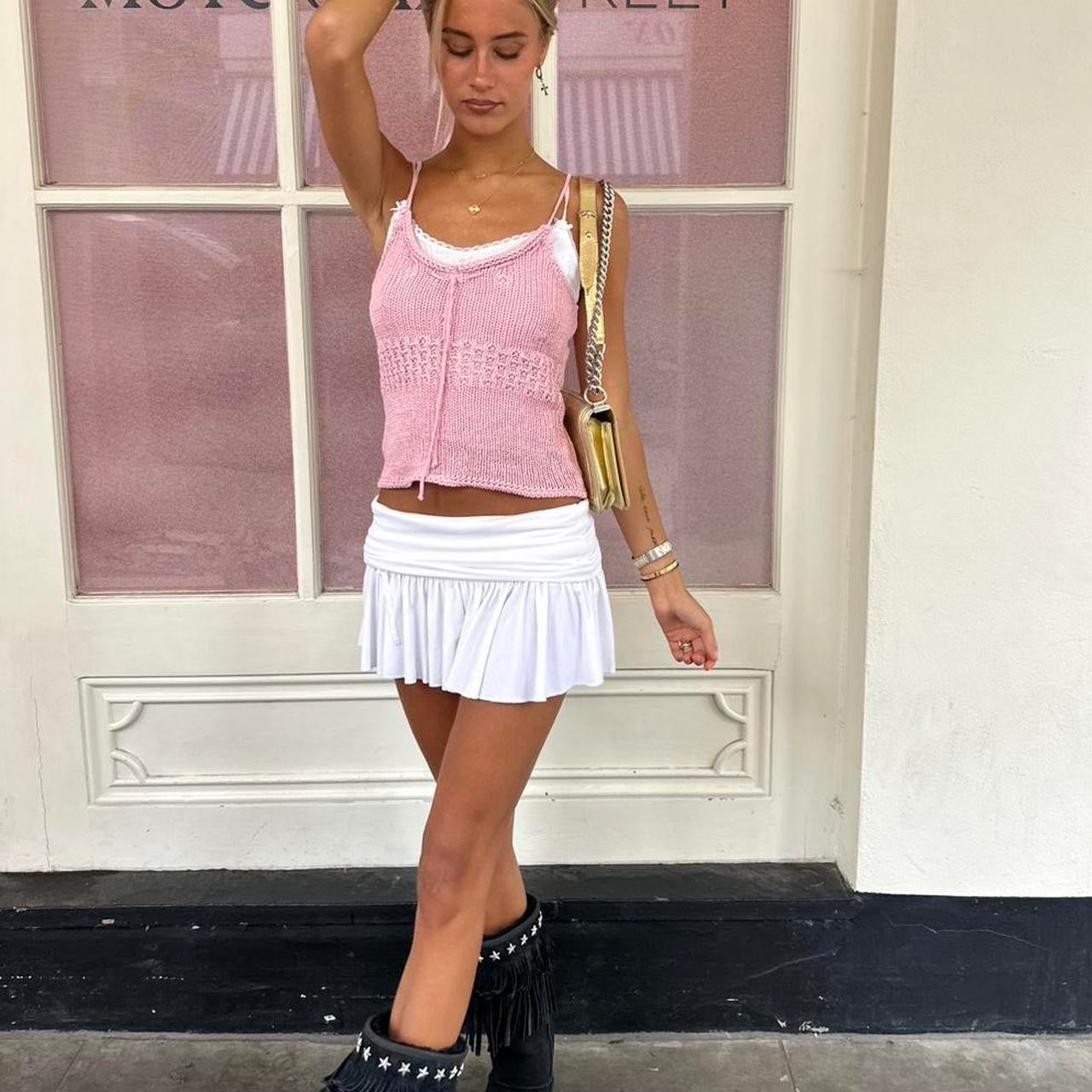 Vintage 00s light pink knit cami top