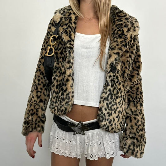 Vintage cheetah faux fur jacket