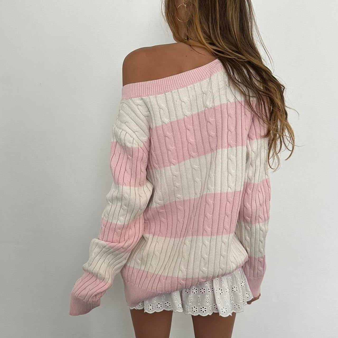 Vintage striped pink and white sweater