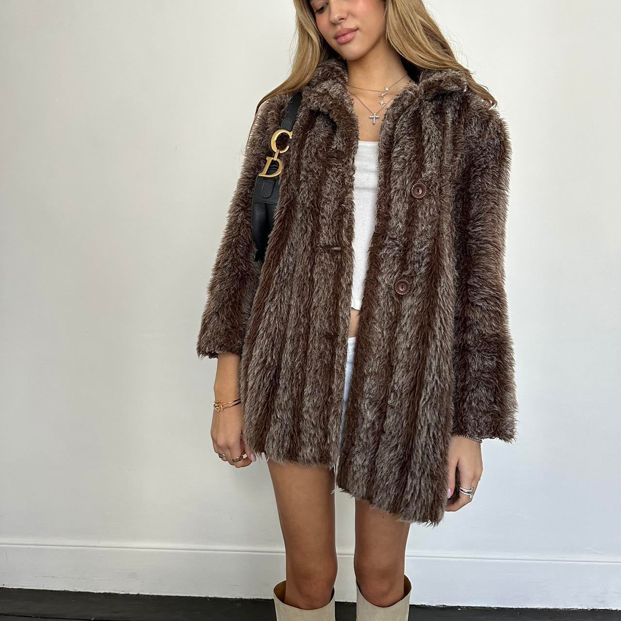 Vintage 2000’s brown faux fur jacket