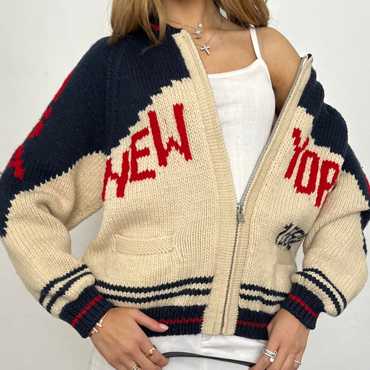 Vintage 90’s New York knitted zip up jacket