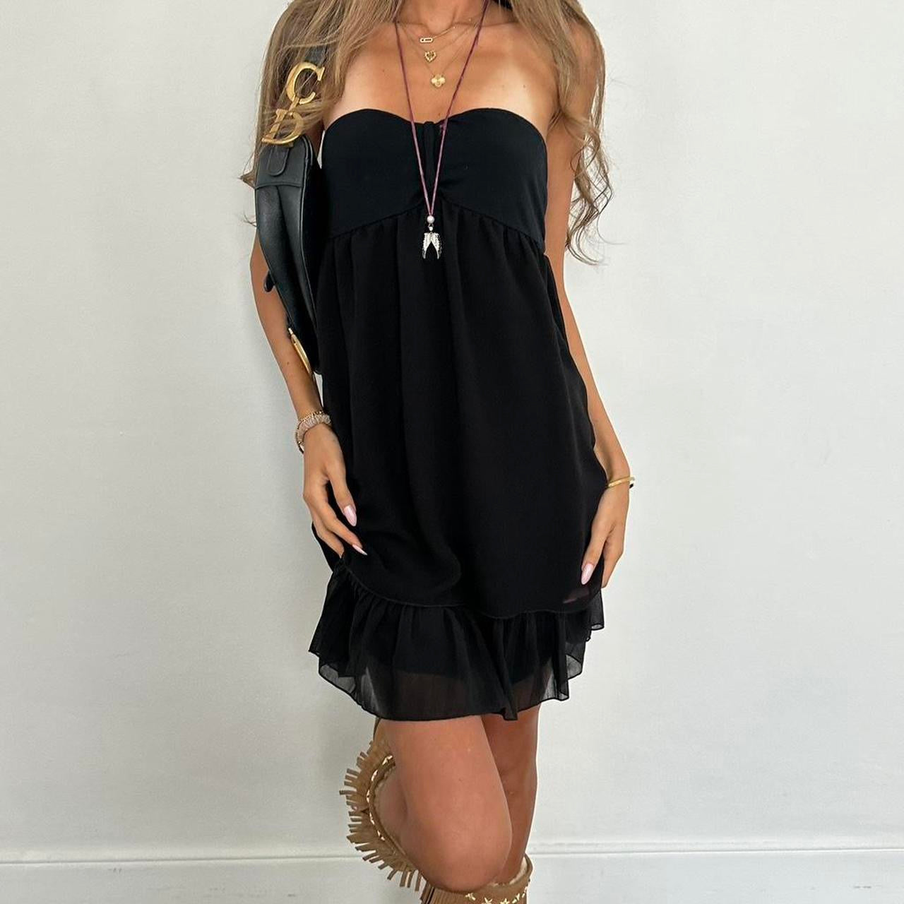 Vintage 90’s soft strapless black mini dress