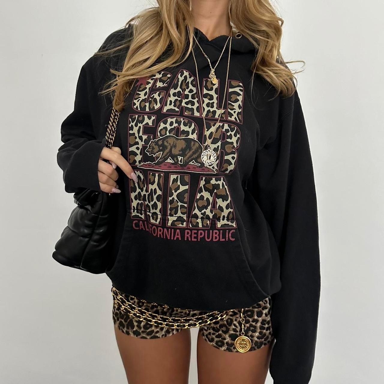 Vintage California leopard print hoodie