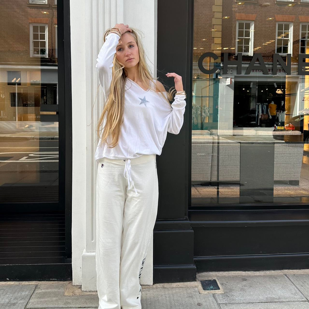 Vintage early 2000s star white long sleeve top