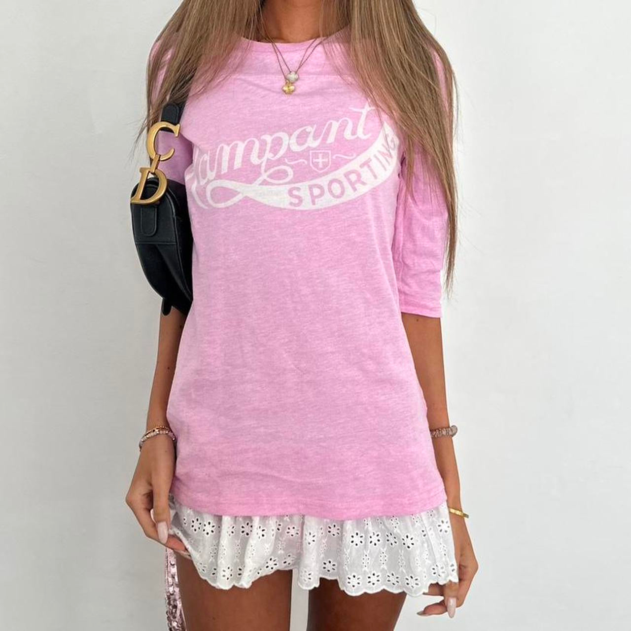Vintage 00s sporty varsity pink top