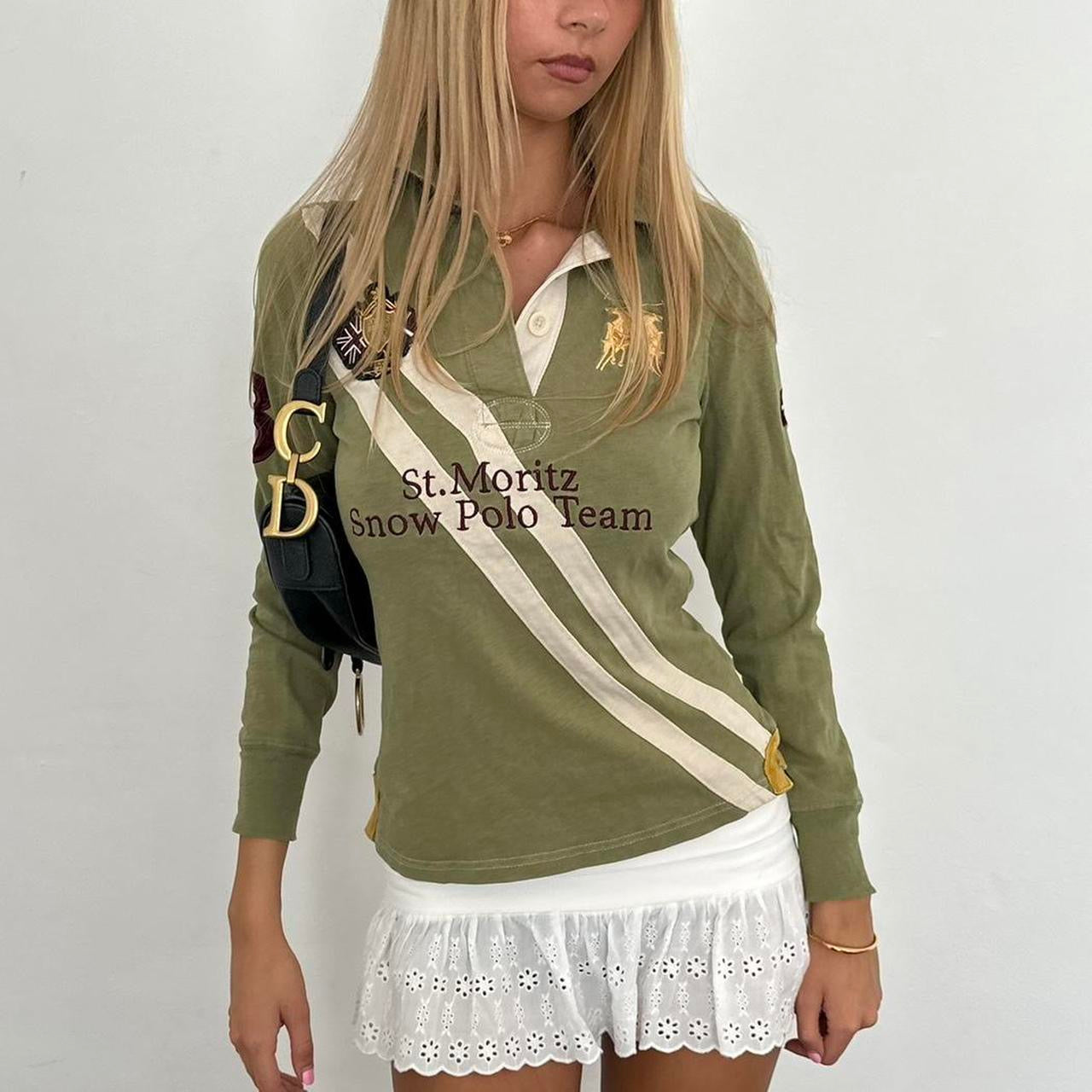 Vintage 90’s St Moritz snow polo team long sleeve polo top