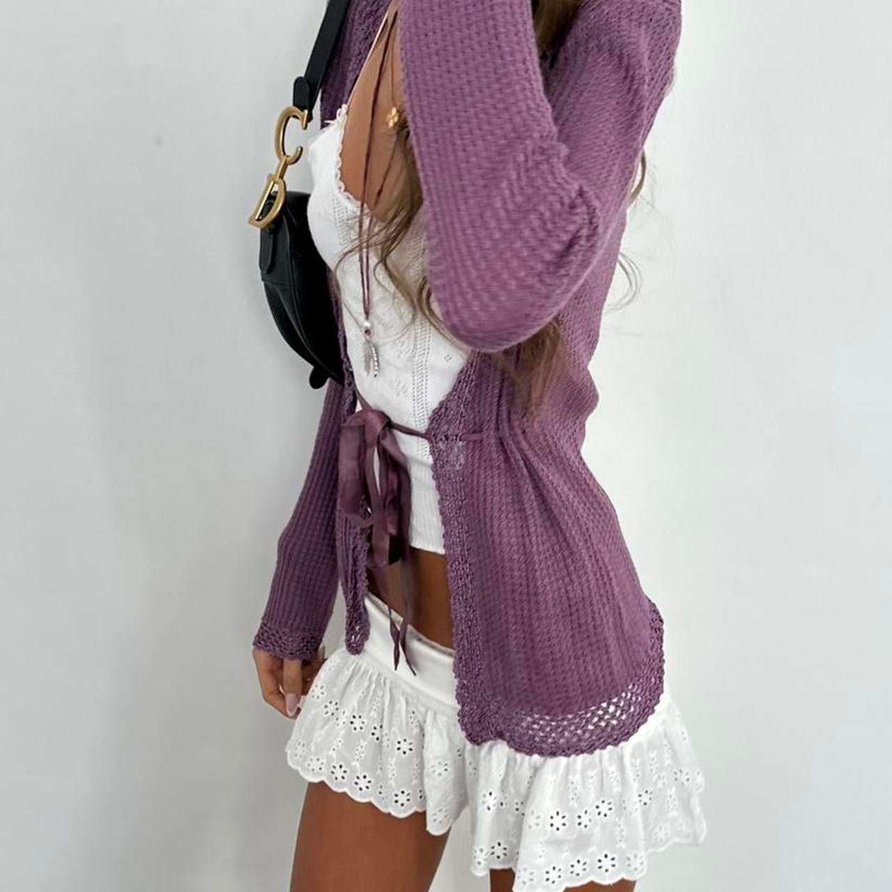 Vintage 2000s purple tie up cardigan top
