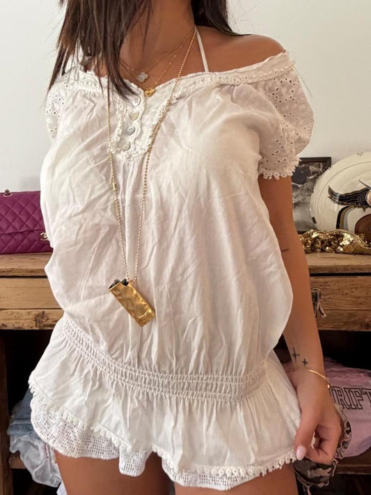 Vintage 00s white boho top