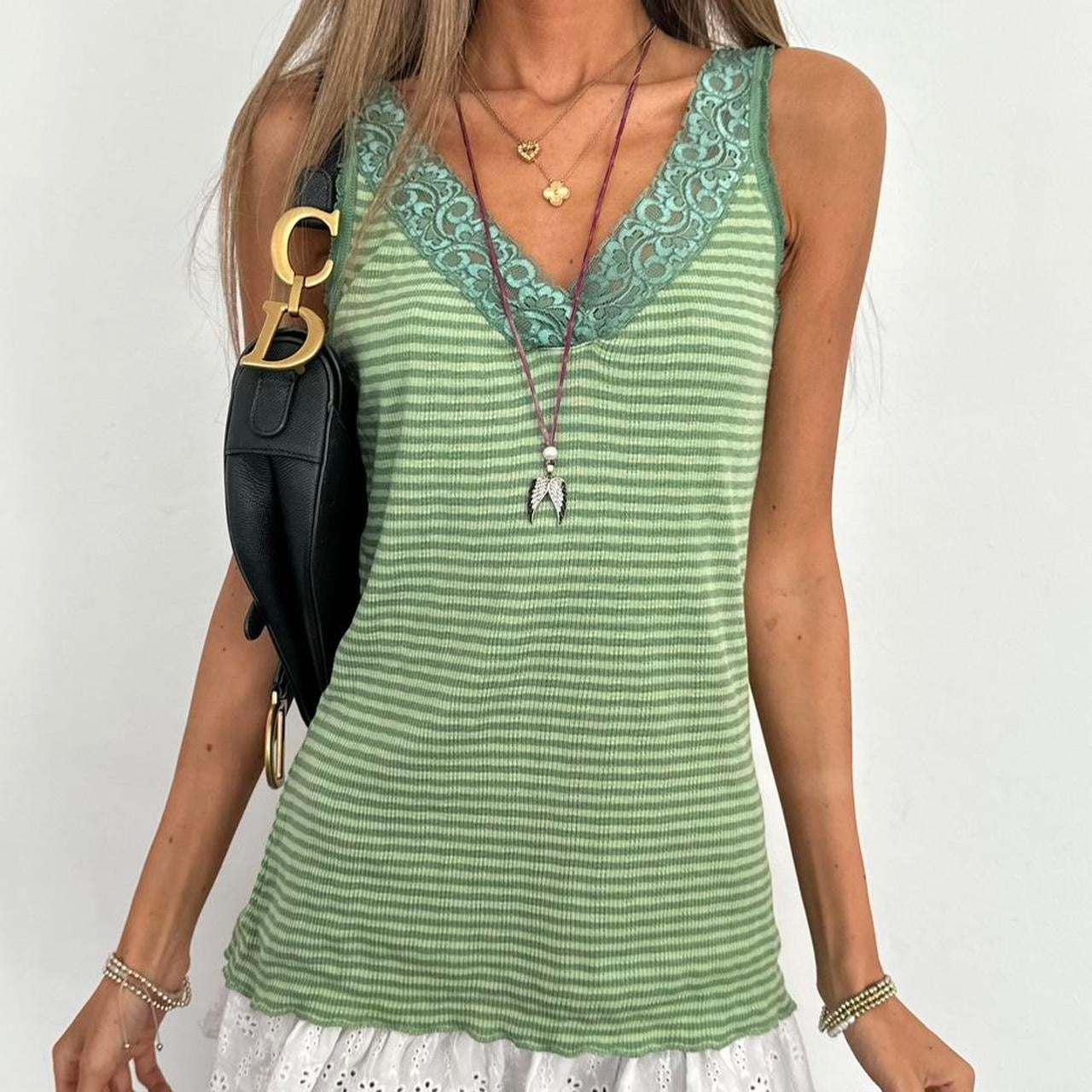 Vintage 2000’s green stripe cami top