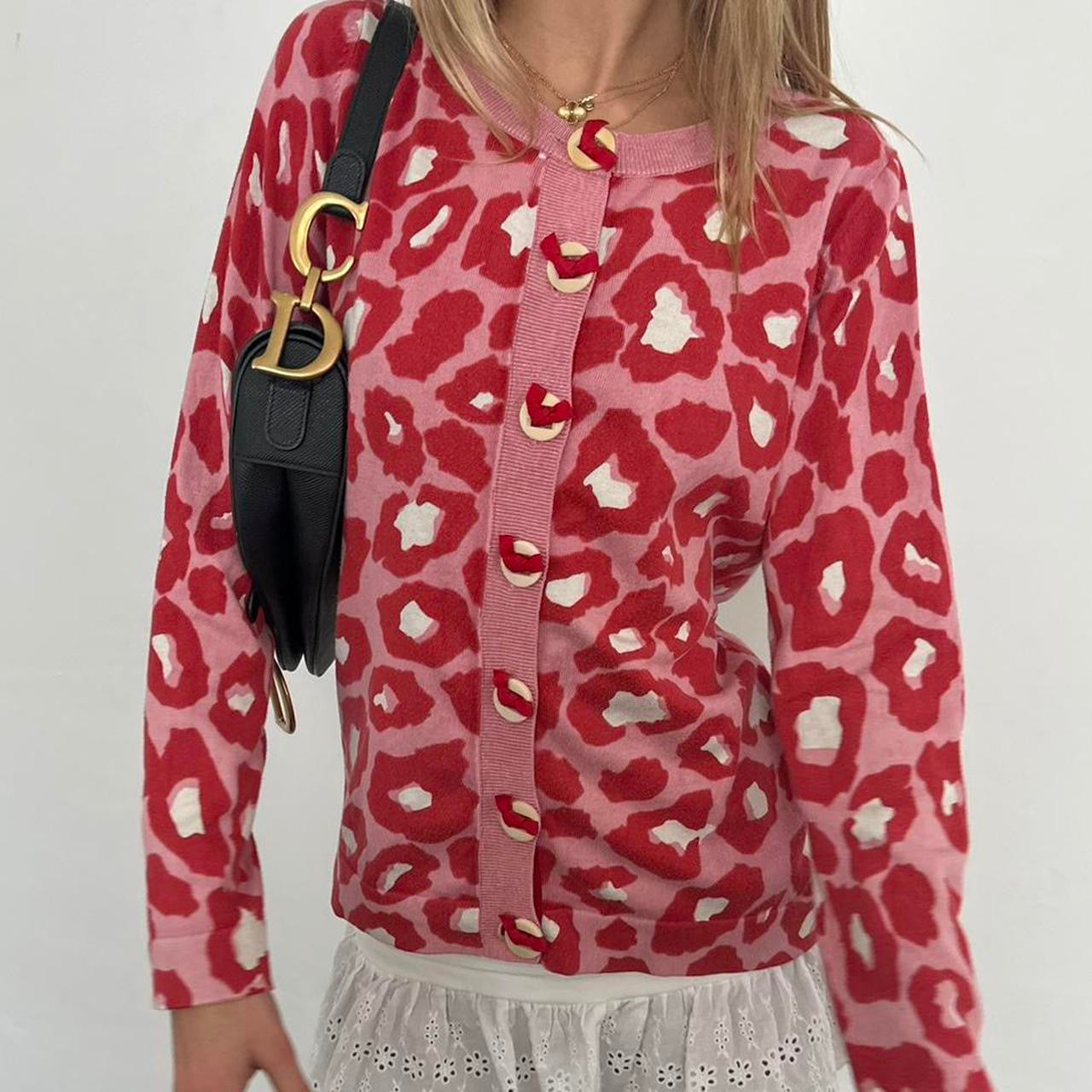 Vintage pink leopard cardigan