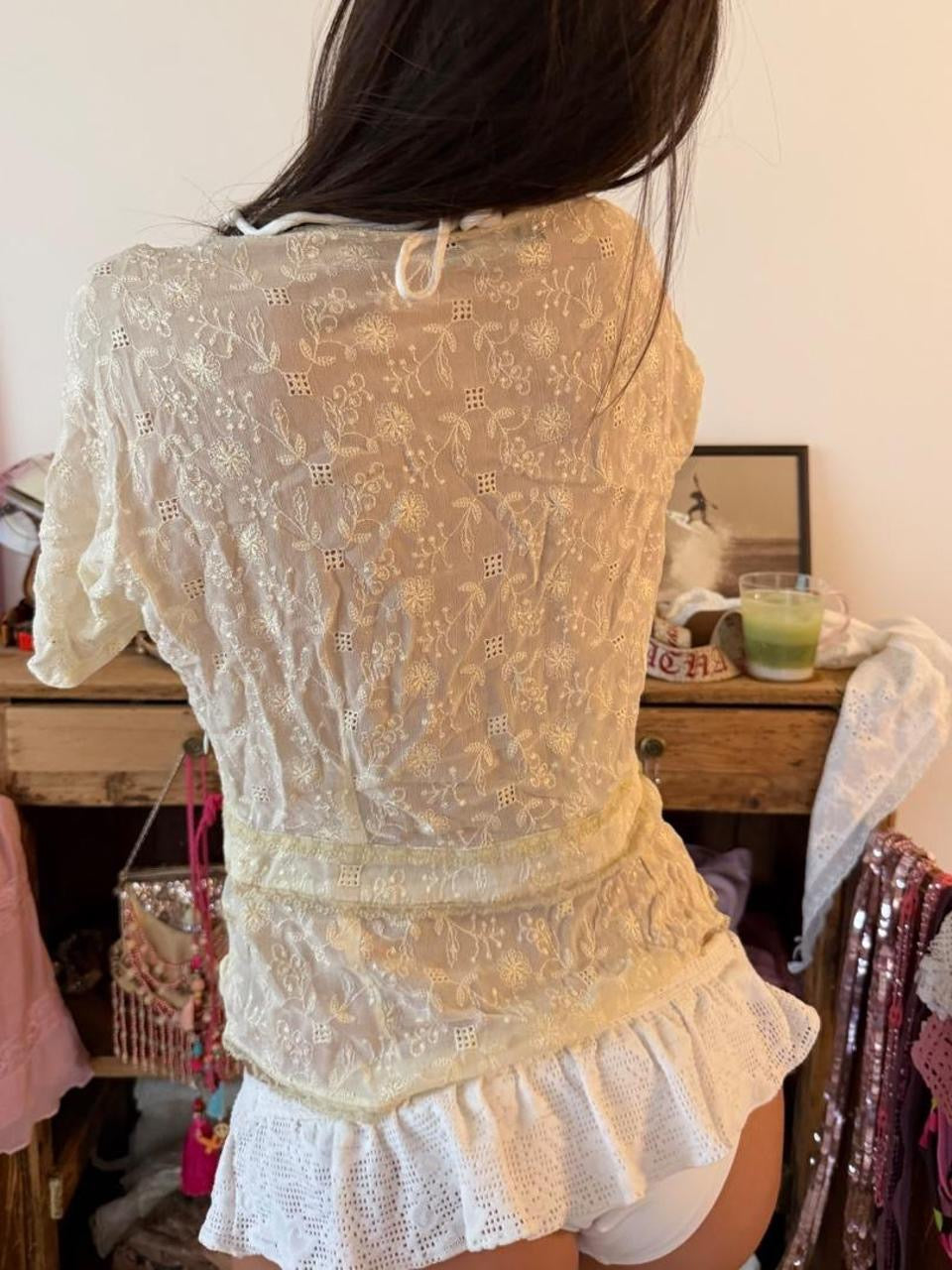 Vintage 90’s white lace cardigan top