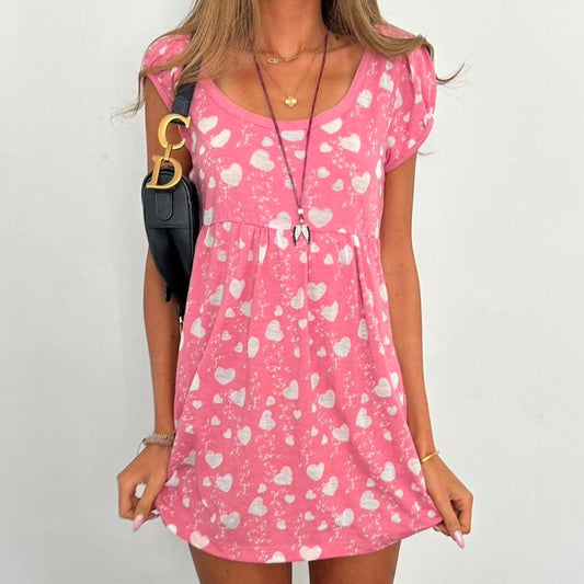 Vintage pink heart babydoll mini dress