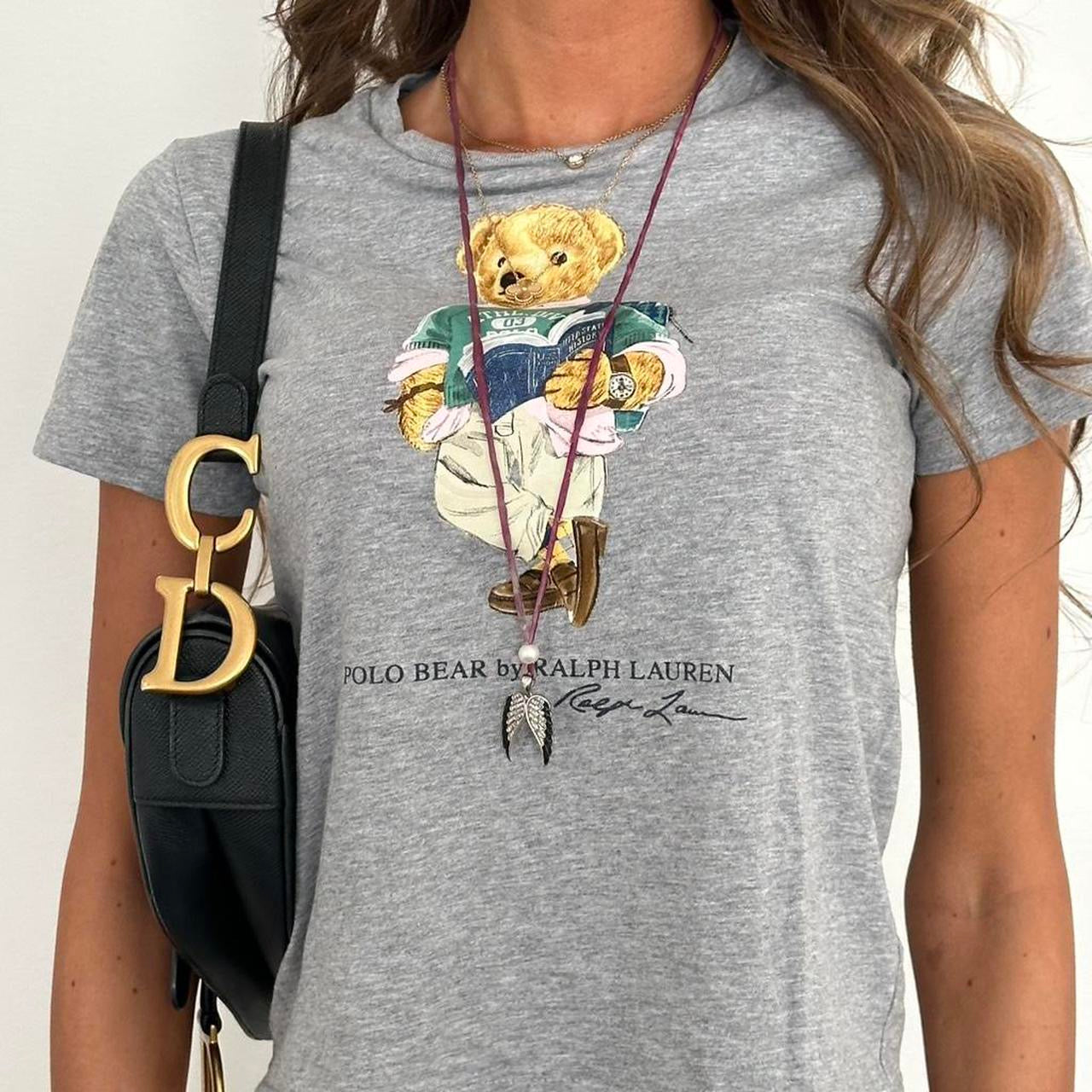 Vintage Ralph Lauren grey varsity bear baby tee