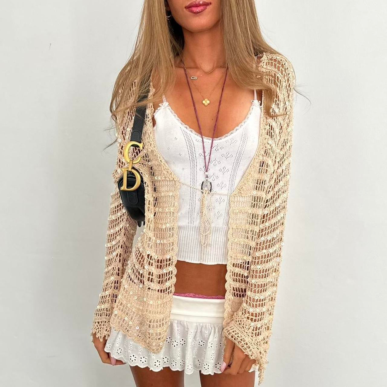 Vintage 2000s gold sequin layering long sleeve top